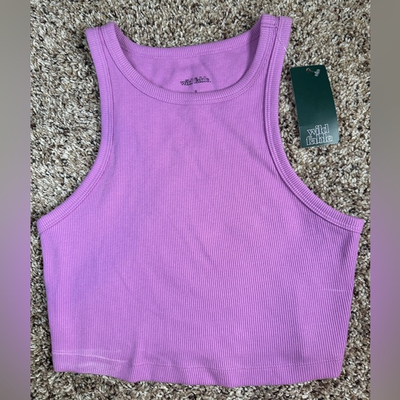 wild fable Tops - Wild Fable Ribbed High Neck Crop Tank Purple NWT (S)